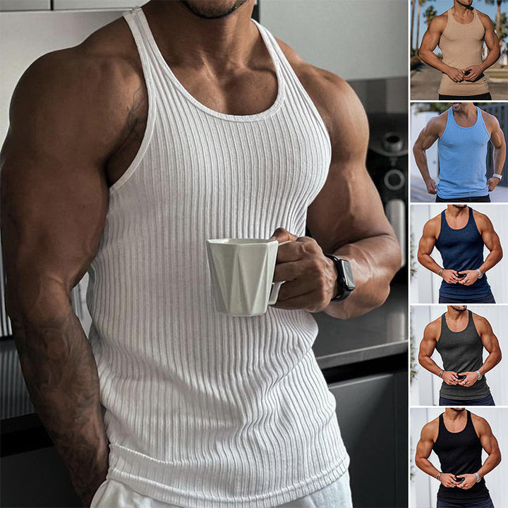 Pustende herre sportsvest, komfortabel activewear for sommerdager.