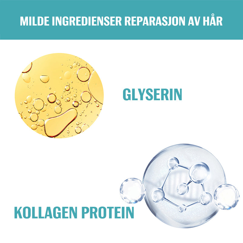 Hårrettingkrem i bruk, gjør håret glatt og håndterbart. Optimal for hårstyling.