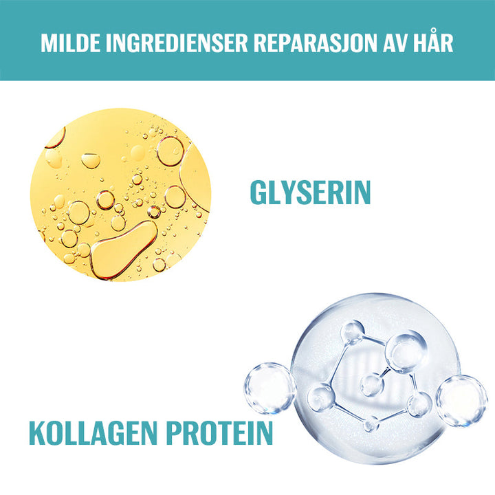 Hårrettingkrem i bruk, gjør håret glatt og håndterbart. Optimal for hårstyling.