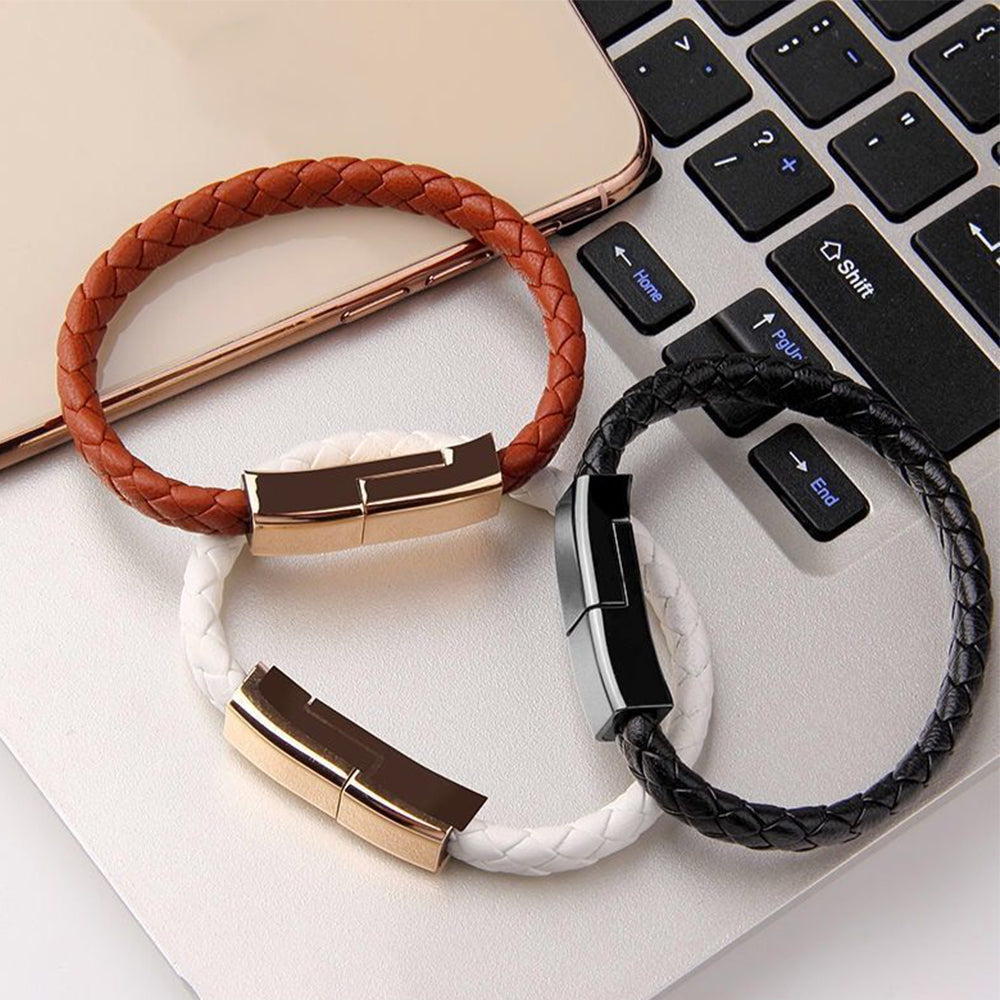 Unisex ladekabellarmbånd, stilig og praktisk USB-C/Lightning ladekabel for mobil.