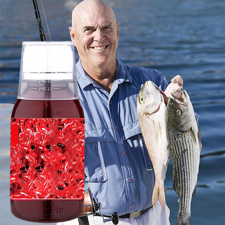Effektivt rød orm flytende fiskeagn. Kraftig fiskelokk for å tiltrekke fisk. Essensielt sportsfiskeagn.