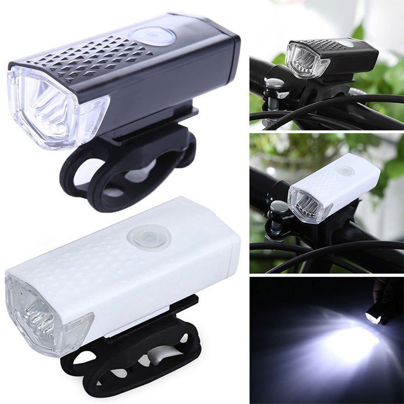 Oppladbart sykkellyssett med LED front- og baklys for optimal synlighet og sikkerhet på veien.