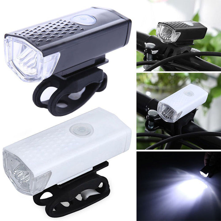 Oppladbart sykkellyssett med LED front- og baklys for optimal synlighet og sikkerhet på veien.