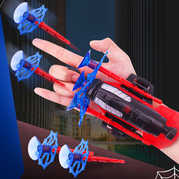 Detalj av Spider-Man bombekaster med myke prosjektiler, trygg leke for aktive barn.