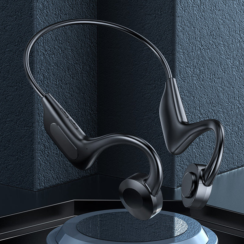 Bone conduction headset for løping og trening. Trådløst med sikker passform, svettebestandig.