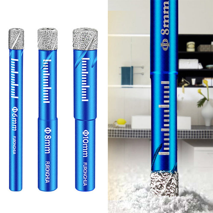 Sett med robuste diamantbor for fliser, glass og keramikk. Designet for tørr og nøyaktig boring.