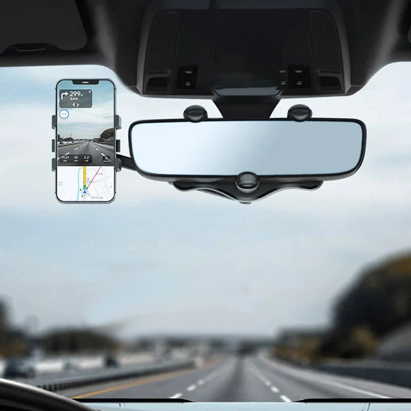 Sikker 360° roterbar biltelefonholder for bakspeil. For enkel navigasjon og sikker kjøring.