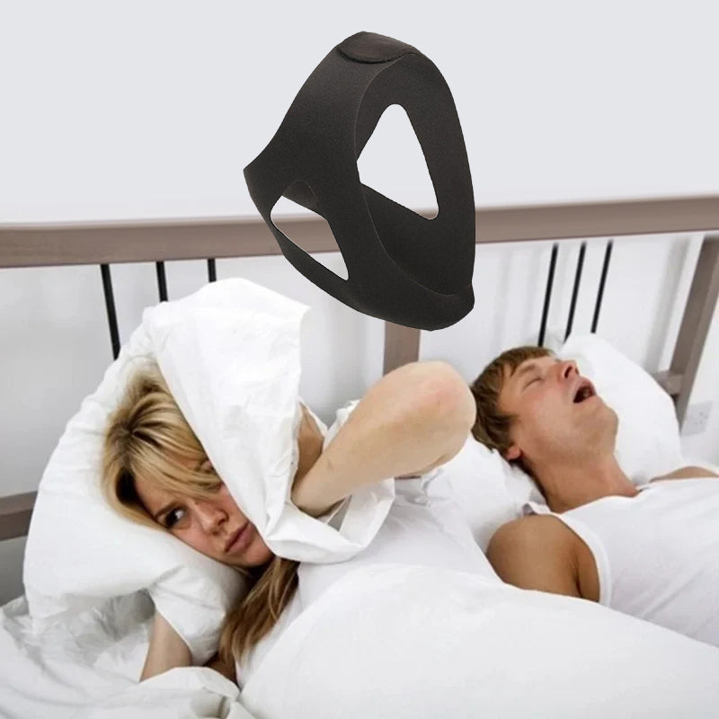 Ergonomisk anti-snorke hodebånd som støtter kjeven skånsomt for dypere og uforstyrret søvn.