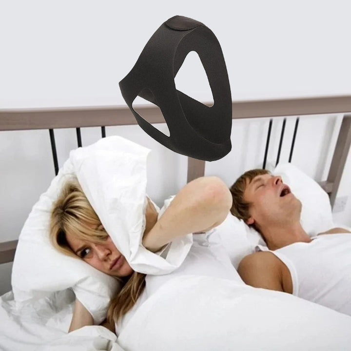 Ergonomisk anti-snorke hodebånd som støtter kjeven skånsomt for dypere og uforstyrret søvn.