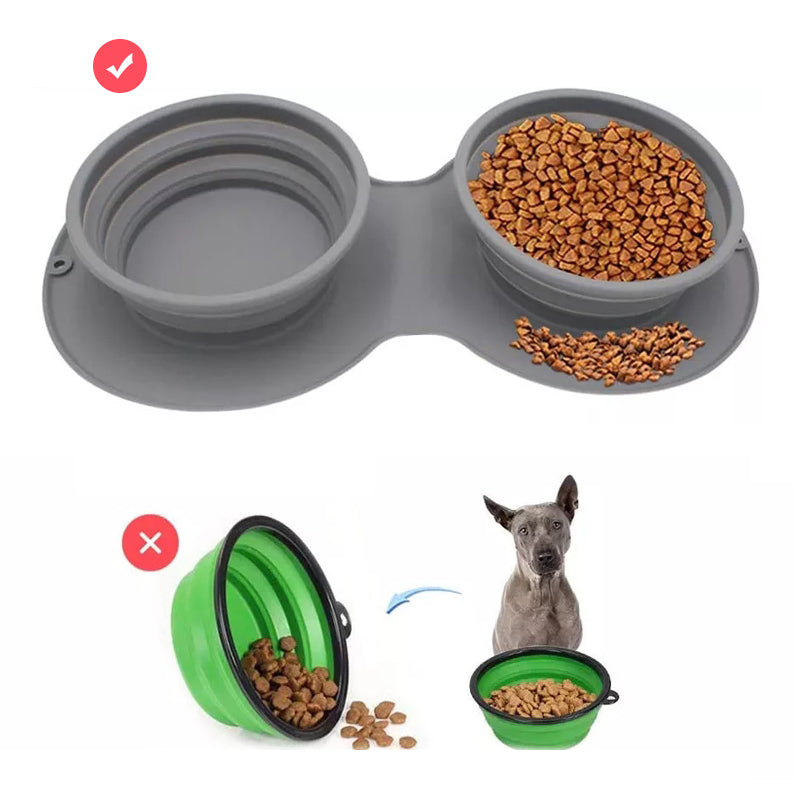 Sammenleggbar vannskål i silikon for hund og katt, perfekt for hydrering på lange turer.