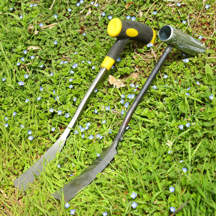 Kompakt hageverktøy med ergonomisk grep for lett luking og effektiv planting i trange rom.