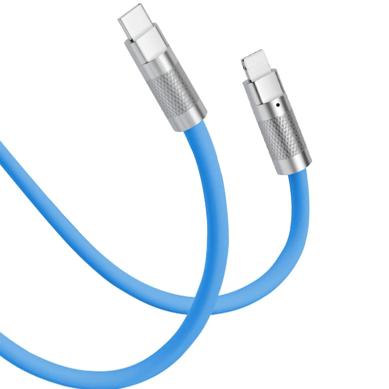 Lading av iPhone/iPad med hurtig Type-C til Lightning mobilkabel.
