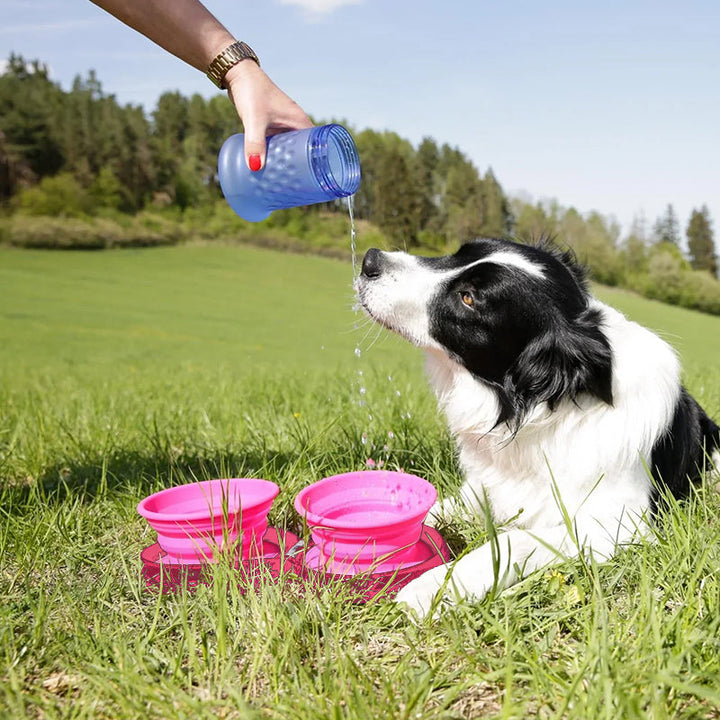 Praktisk hundeskål i silikon, perfekt for reiser og turer. Letthåndterlig reiseutstyr for din hund.