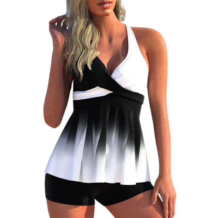 Trendy gradient tankini sett for kvinner, moderne strandmote og sommer badedrakt i polyester for ferieklær.