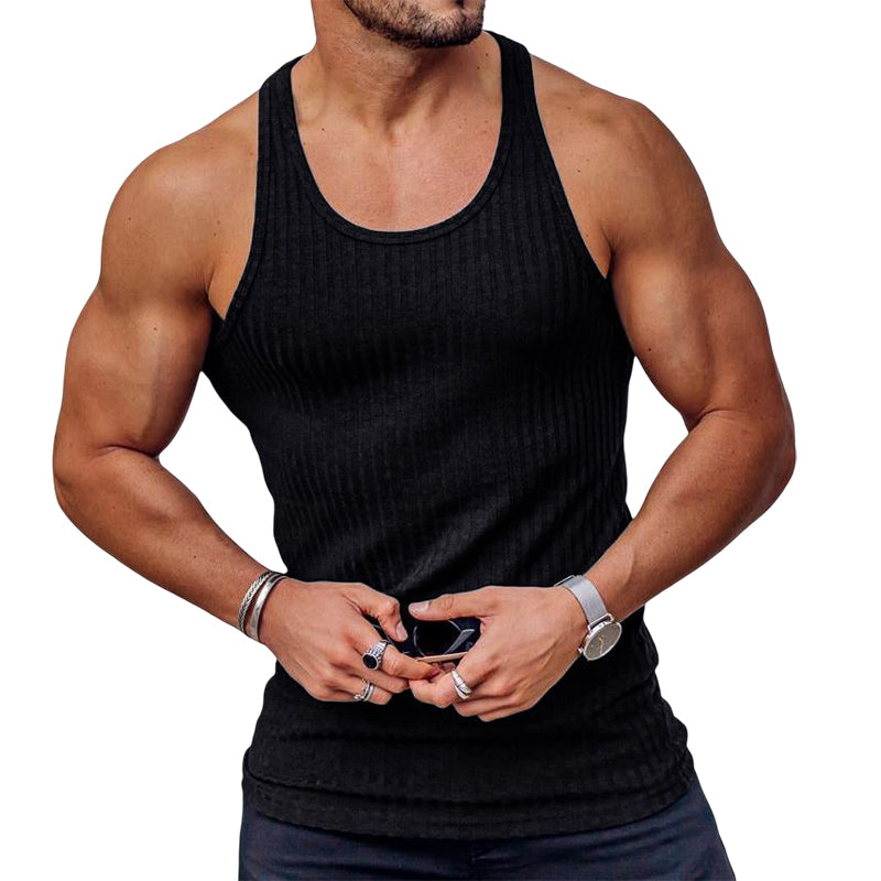 Herre sportsvest, ensfarget og lett å kombinere, ideell for aktiv bruk.