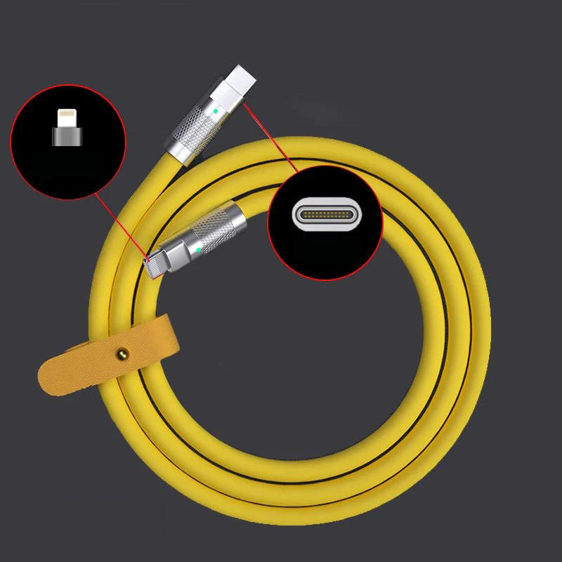 Detaljbilde av Lightning-kontakt på robust ladekabel.
