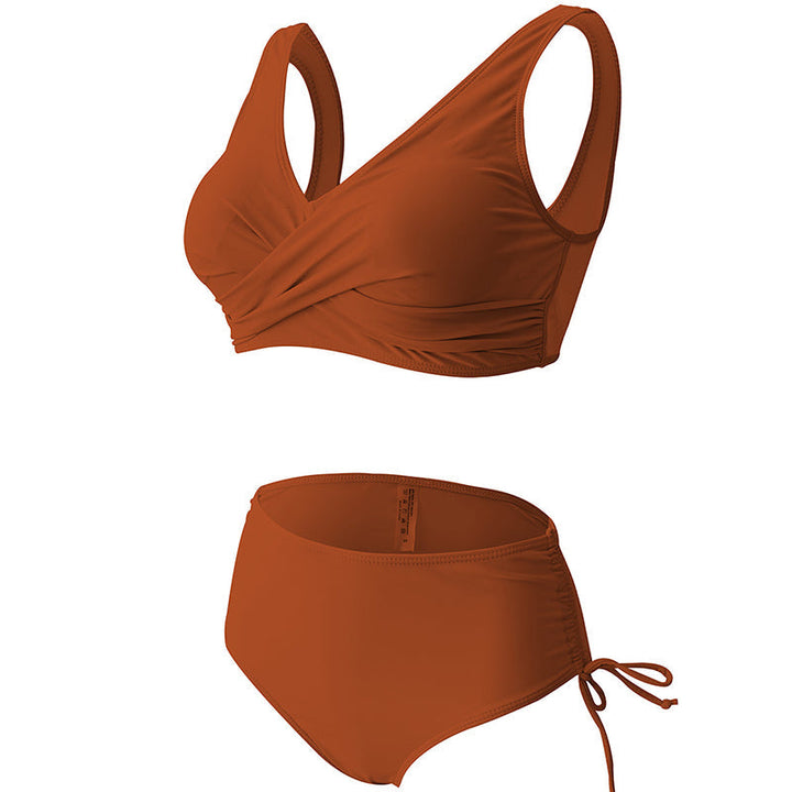 Sommerens must-have: ensfarget høy midje bikini sett for kvinner med polstrede skåler.