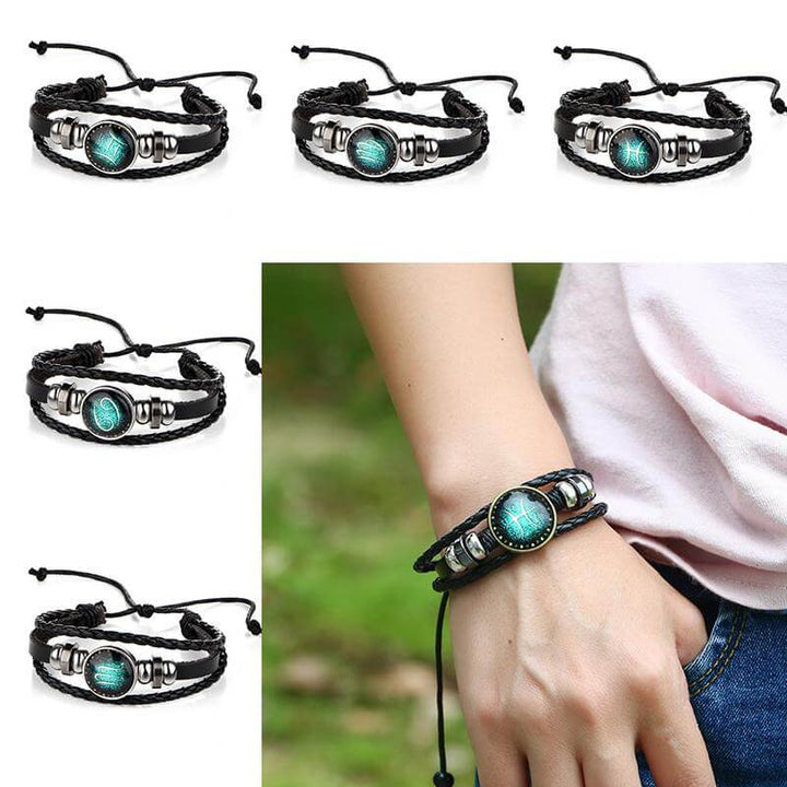 Trendy stjernetegn armbånd i flerlags skinn for kvinner. Et must-have for astrologi-entusiaster.