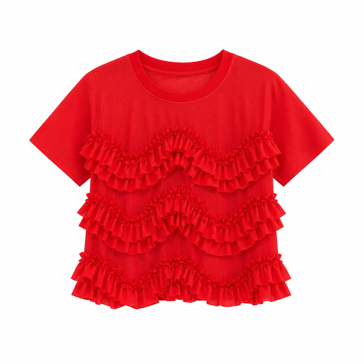 Minimalistisk dame sommertopp med kort erm, fleksibel og unik stil. Ideell for en elegant hverdagslook.