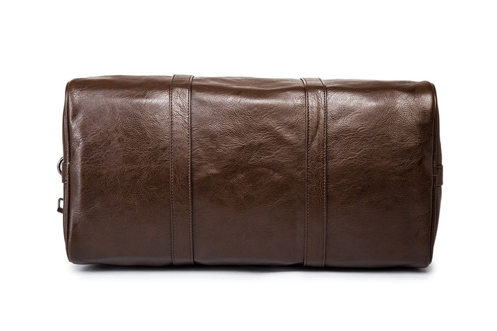 Svart skinnveske for menn, en allsidig duffelveske og romslig weekendbag for korte turer.