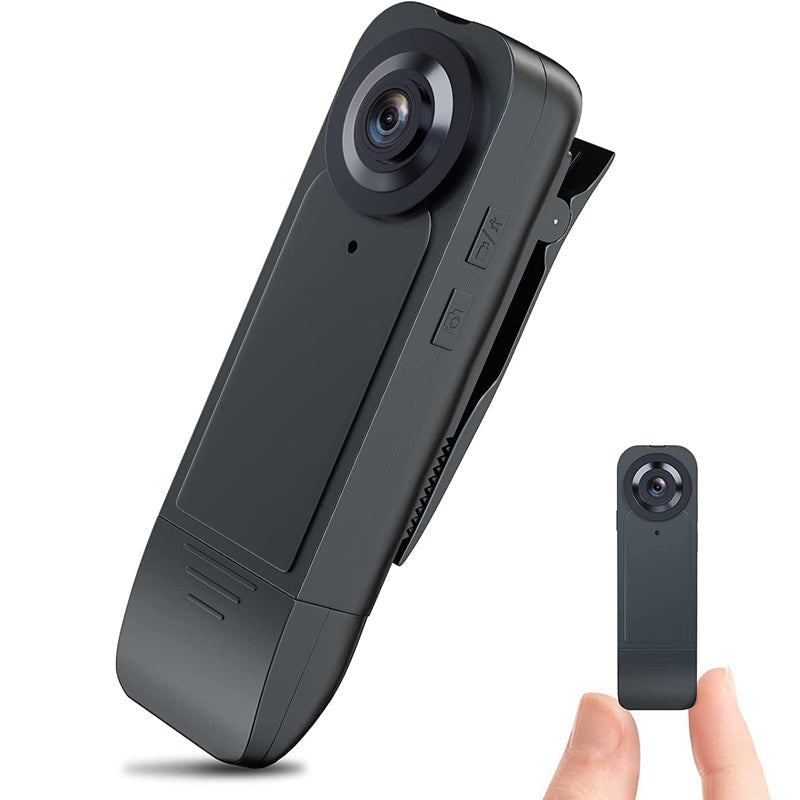Liten Full HD kroppskamera med roterende vidvinkelobjektiv; ideell for diskret videoovervåking.
