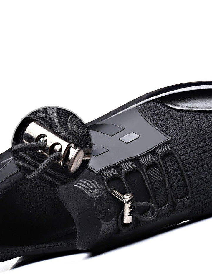 Pustende og lette herresko, ideelle for reise. Svart slip-on design med god komfort og grep.