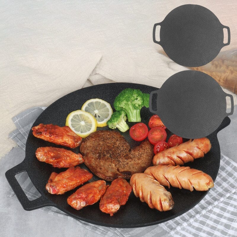 Praktisk non-stick grillpanne/stekepanne i aluminium for raske og smakfulle måltider hjemme eller ute.