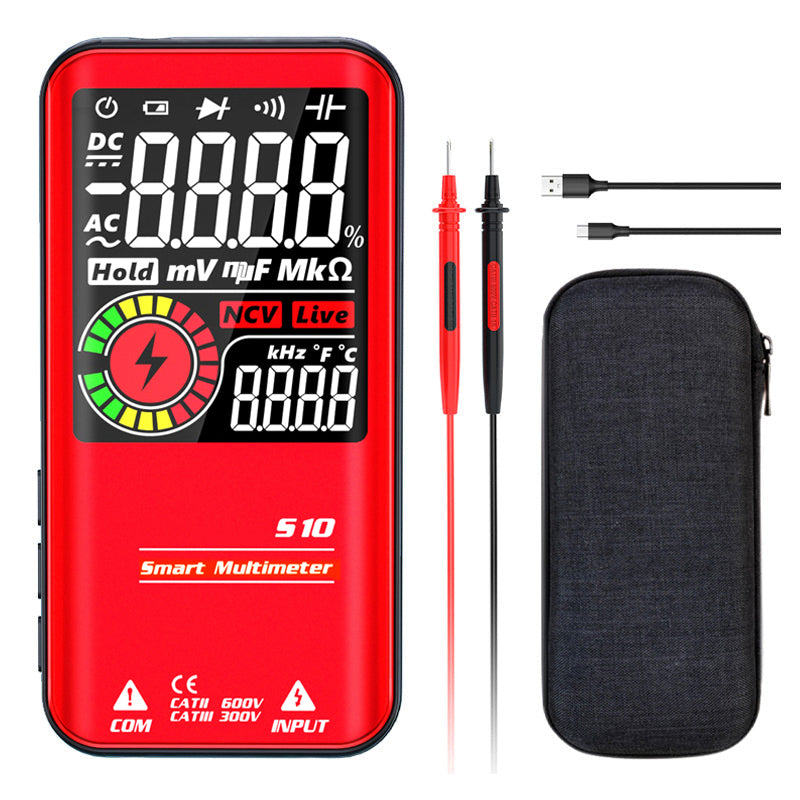 Nærbilde av hold- og funksjonsknapper på digitalt multimeter, for brukervennlig og nøyaktig måling.