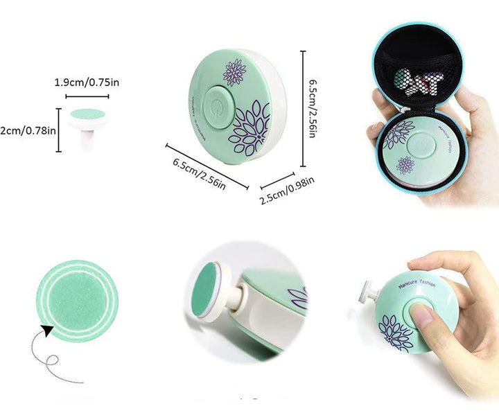 Ergonomisk elektrisk negletrimmer til baby, gir komfortabel og trygg neglepleie for foreldre.