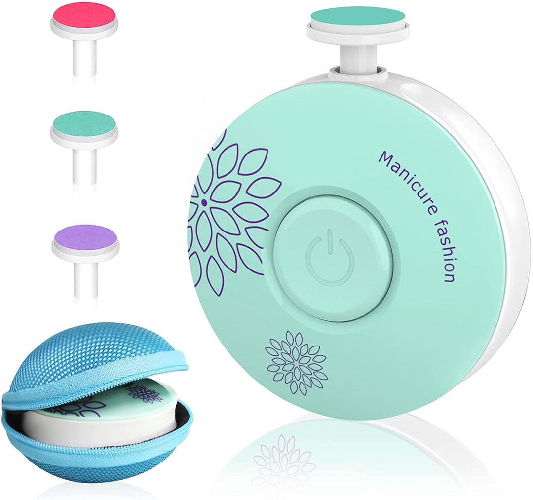 Skånsom elektrisk negletrimmer til baby, stillegående design for enkel og trygg neglepleie.