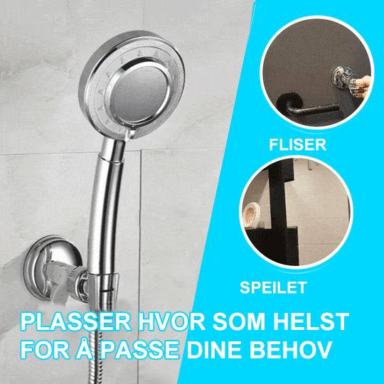Avtakbar dusjhodeholder; ingen boring. Monteres enkelt med sugekopp for en fleksibel dusjopplevelse.