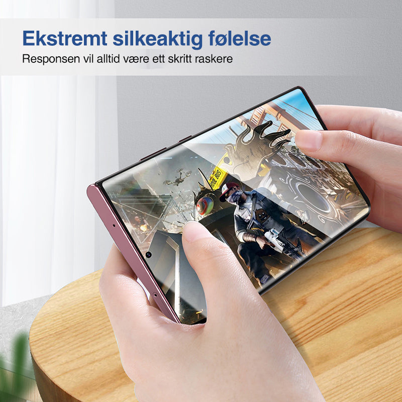 Enkel montering av skjermbeskytter på smarttelefon med nøyaktig installasjonsboks.