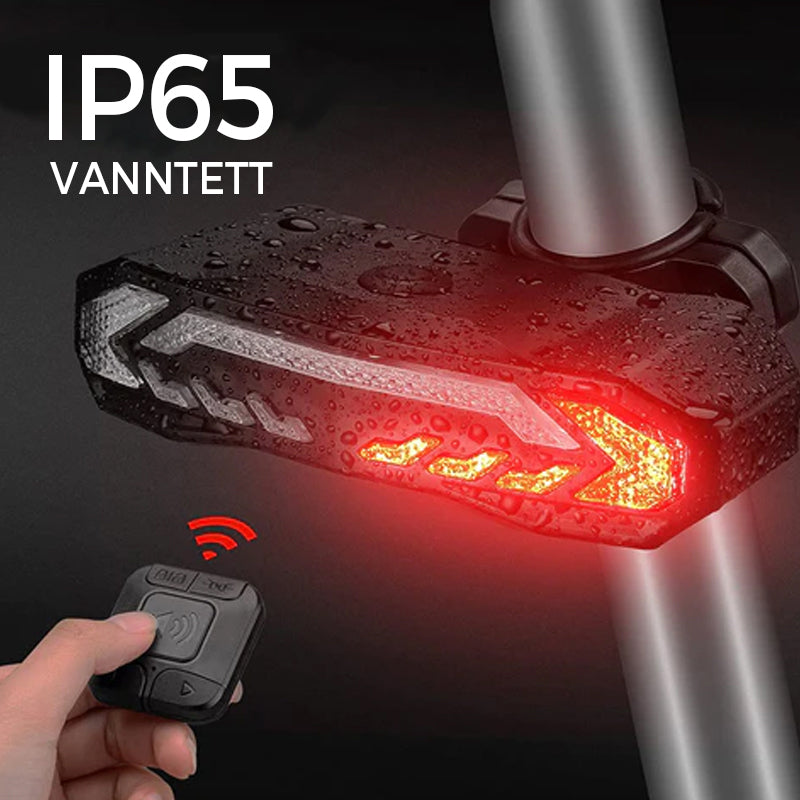 Kraftig LED sykkel baklys med 110dB tyverialarm og tydelig blinklysfunksjon.