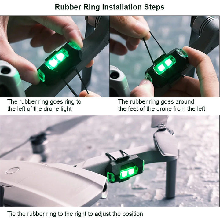 Liten LED strobe til droner, sikrer maksimal synlighet under kvelds- og nattflyging. Oppladbar.