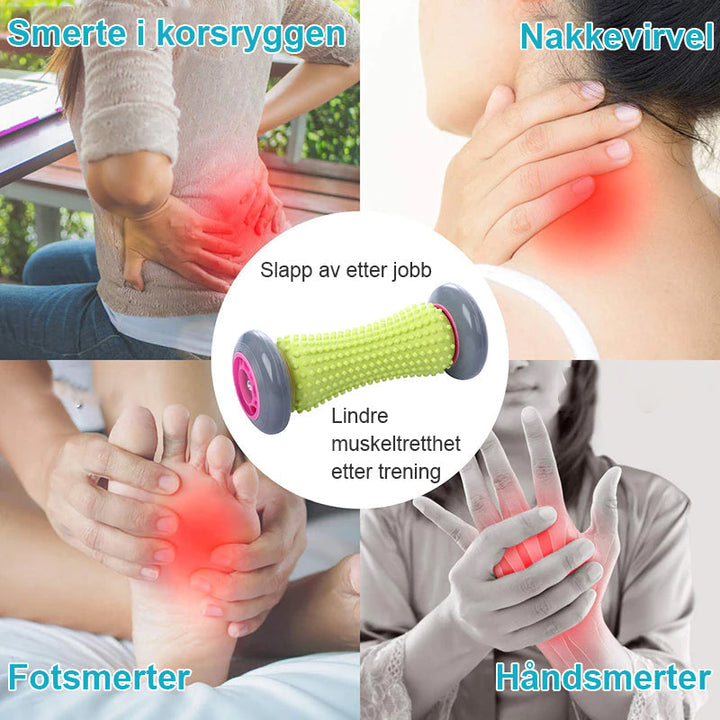 Massasjerulle i tre for fothelse, velvære og stresslindring hjemme eller på kontoret.