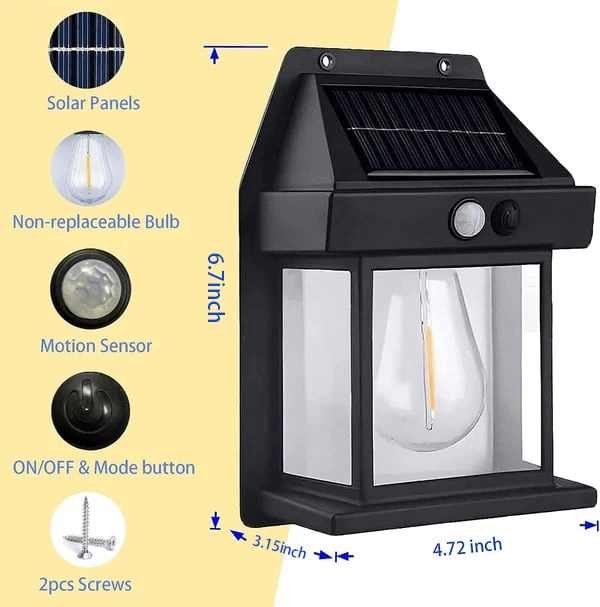 Hvit solcelle vegglampe med bevegelsessensor, supersterkt lys og energisparing for hagen.