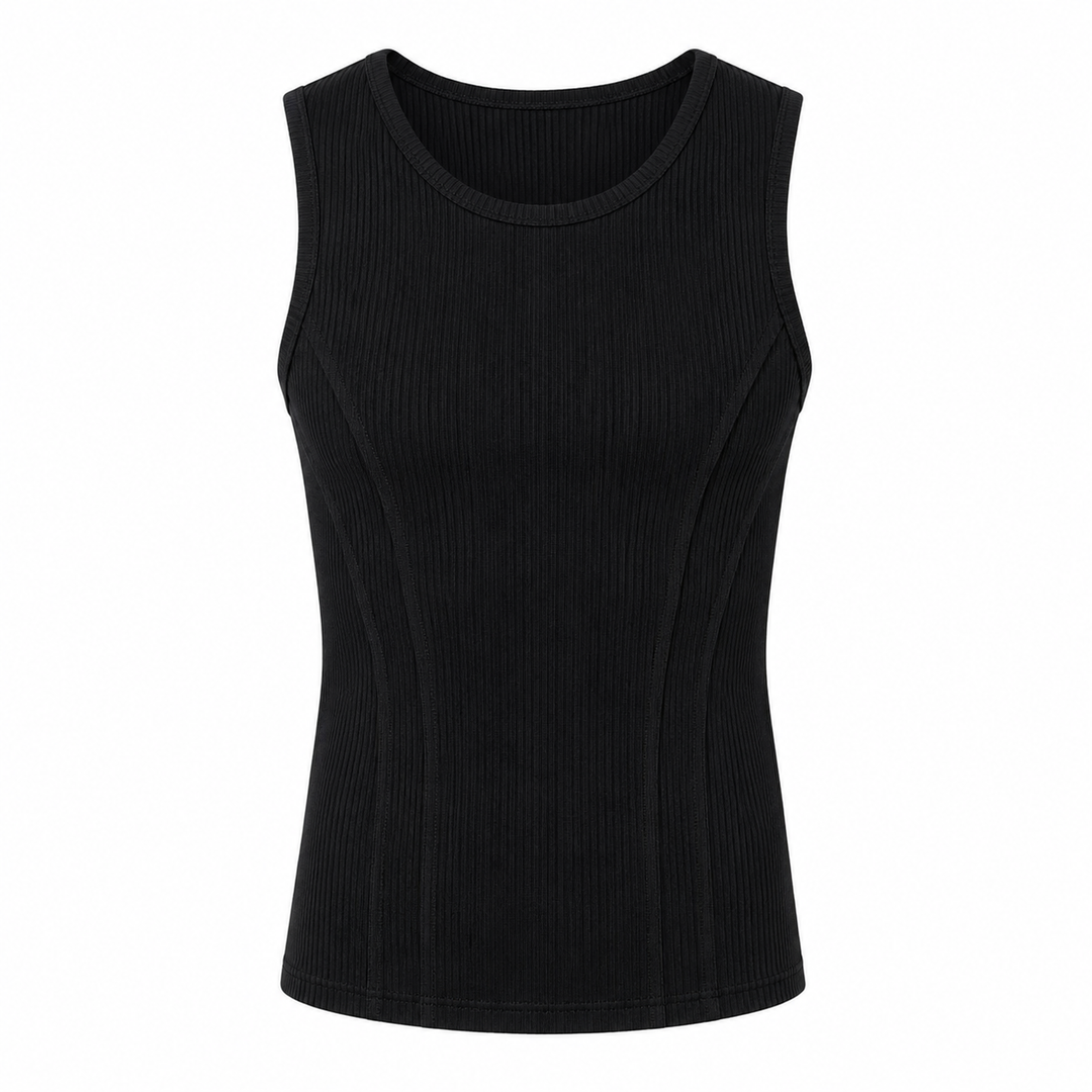 Pustende herre tank top i ribbet stoff, perfekt som sportstøy og sommerklær. Lett, aktiv treningsvest.