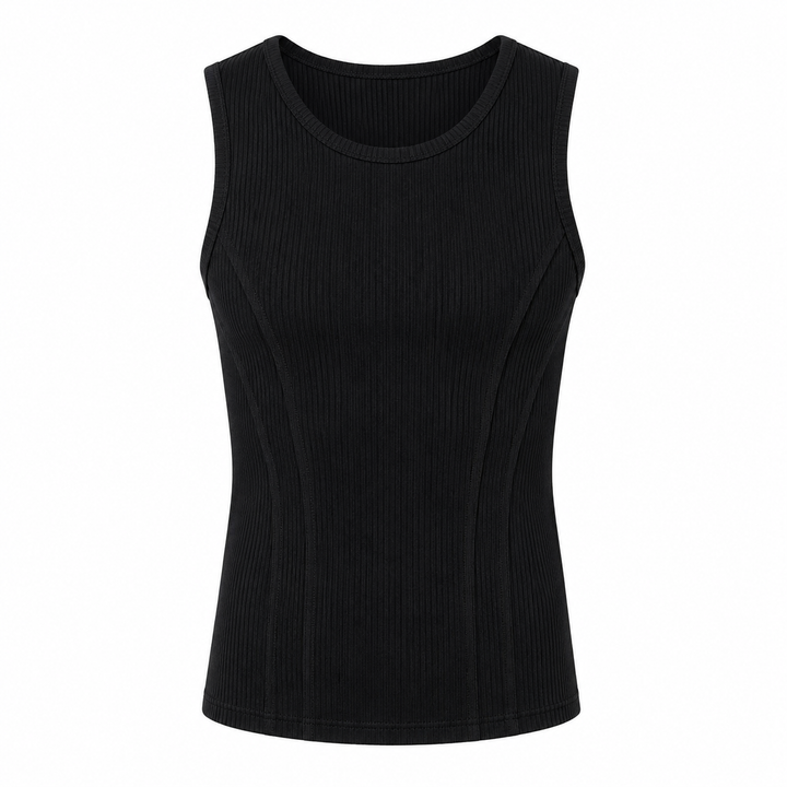 Pustende herre tank top i ribbet stoff, perfekt som sportstøy og sommerklær. Lett, aktiv treningsvest.