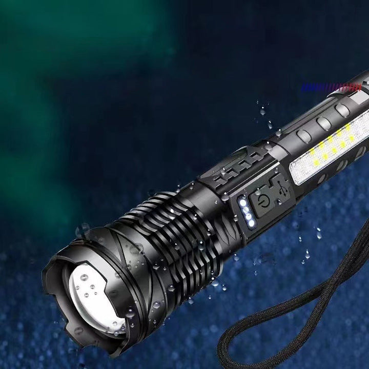 Avansert hvit laserlykt med ultralys og langtrekkende stråle. Solid design for utelys.