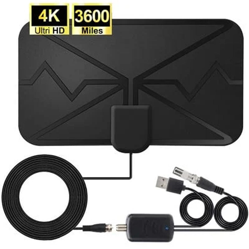 Høytytende digital HDTV-antenne med signalforsterker for stabilt mottak av lokale 4K-kanaler.