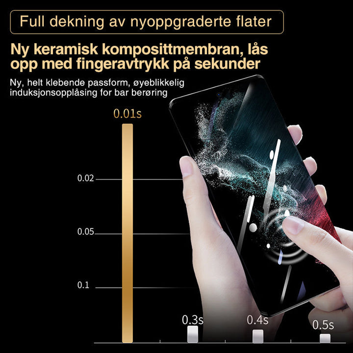 HD skjermbeskytter med installasjonsboks for Samsung S22 Ultra, krystallklar visning.