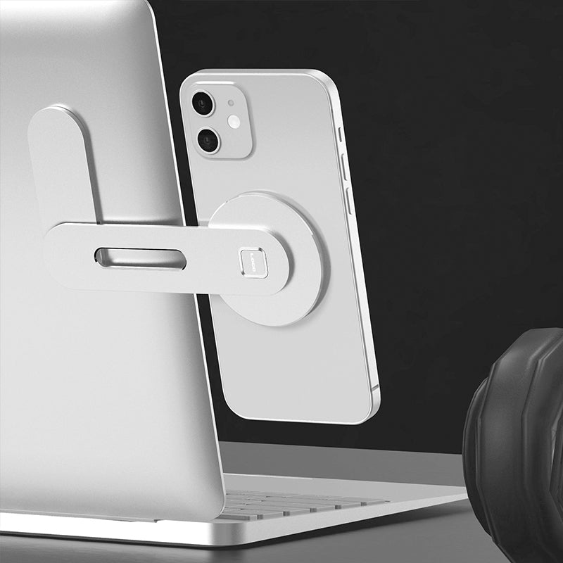Magnetisk telefonholder for bærbar PC i sølv aluminium, universell design for kontorutstyr.