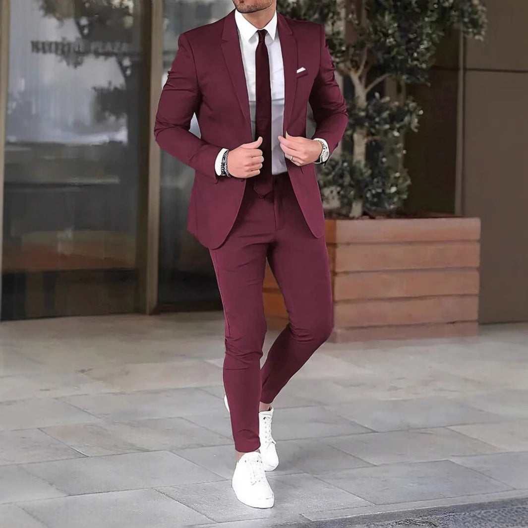 Elegant slim fit herredress sett. Perfekt formell herreklær for kontor, fest og business. Jakke og bukse.