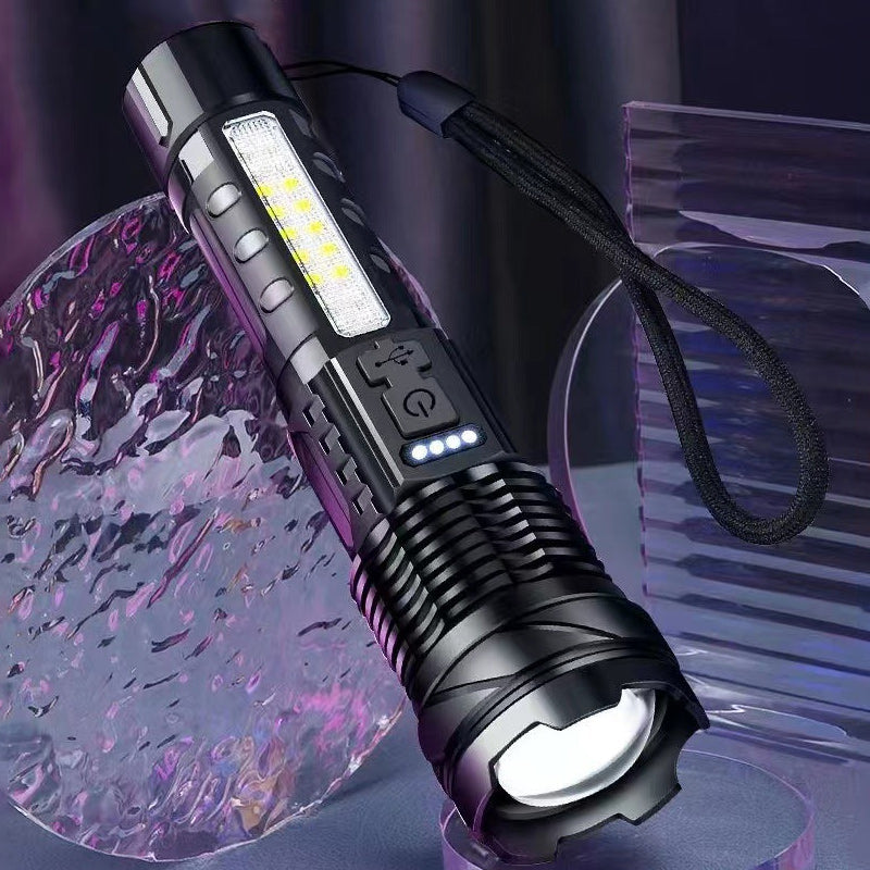 Ultralys hvit laserlykt med lang rekkevidde. Vanntett aluminium lykt for camping og tur.