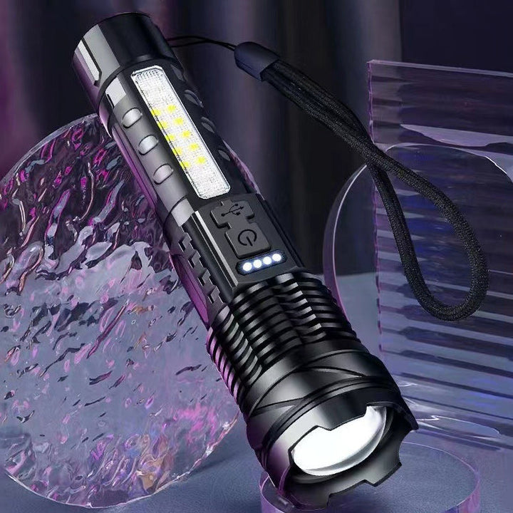 Ultralys hvit laserlykt med lang rekkevidde. Vanntett aluminium lykt for camping og tur.