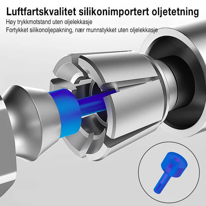 Ergonomisk designet fettkobling for komfortabel enhåndsbetjening med smørepistol.