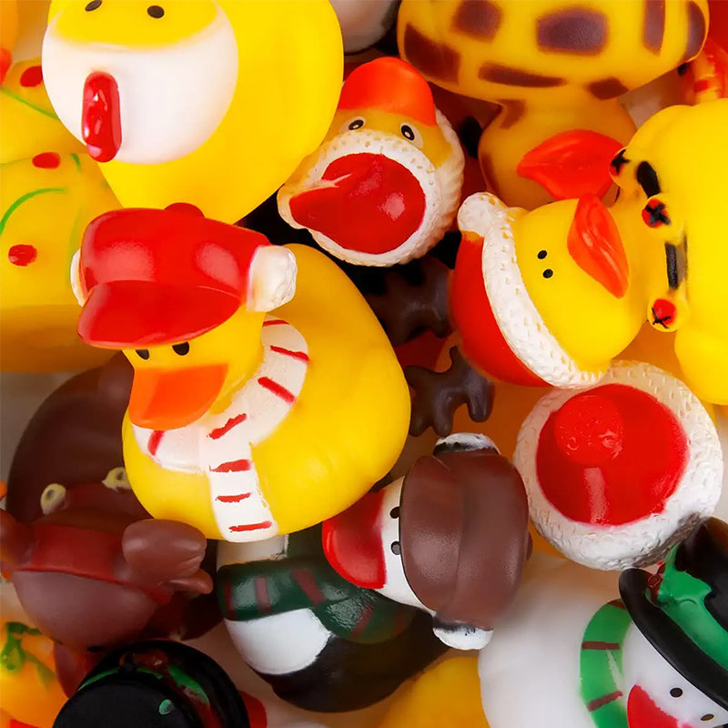 Gøyale gummiender i adventskalenderen. En perfekt julegave og lek for barn før jul.