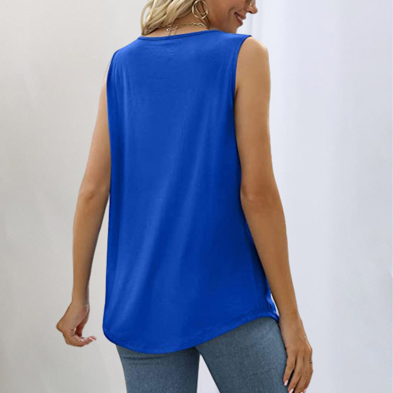 Elegant kvinners tanktopp med firkantet hals og ermeløs design. Allsidig for casual vår-, sommer- og høstbruk.