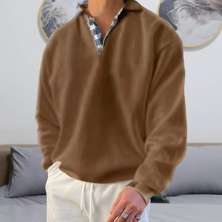 Klassisk herre pologenser, langermet med rutet krage. Perfekt casual genser for herremote.
