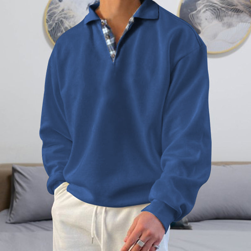 Langermet herre pologenser i bomullsblanding, klassisk snitt med rutete krage. Ideell for casual stil.